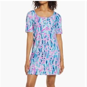 Lilly Pulitzer Blue Pink Gavyn Dress Reel Nautical Shift Dress Size XXS, NWT